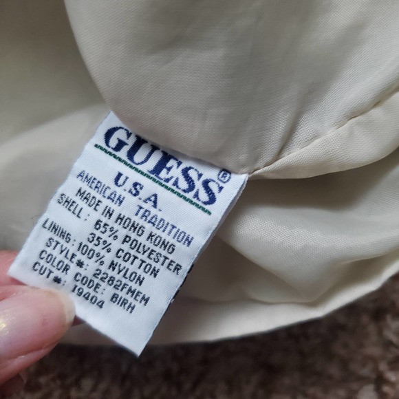 VTG Early Y2k GUESS Jeans Tan Soft Shell Windbreaker Jacket Sz L - Picture 2 of 5